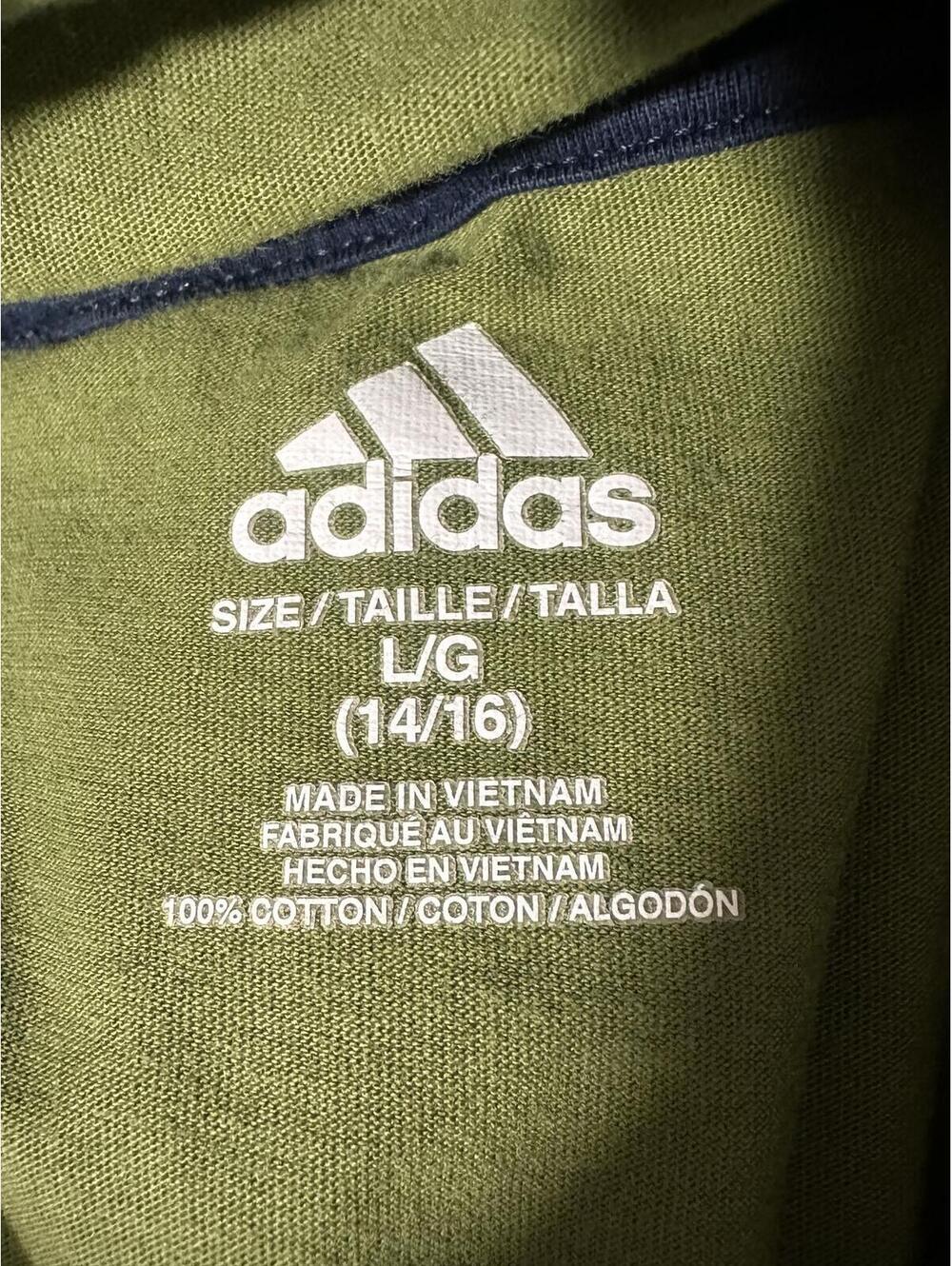 Adidas olive green cotton logo graphic hooded long sleeve t-shirt Youth L(14-16) - Picture 6 of 6